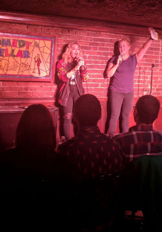 madonna becomes a stand up comic with amy schumer s help e news